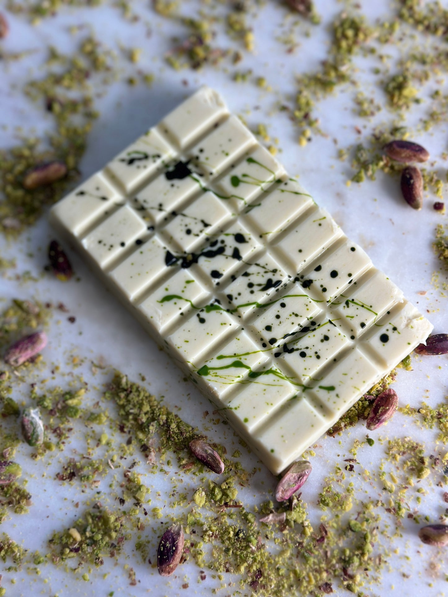 White Dubai Pistachio Chocolate Bar, Luxury Gourmet Handmade Chocolate