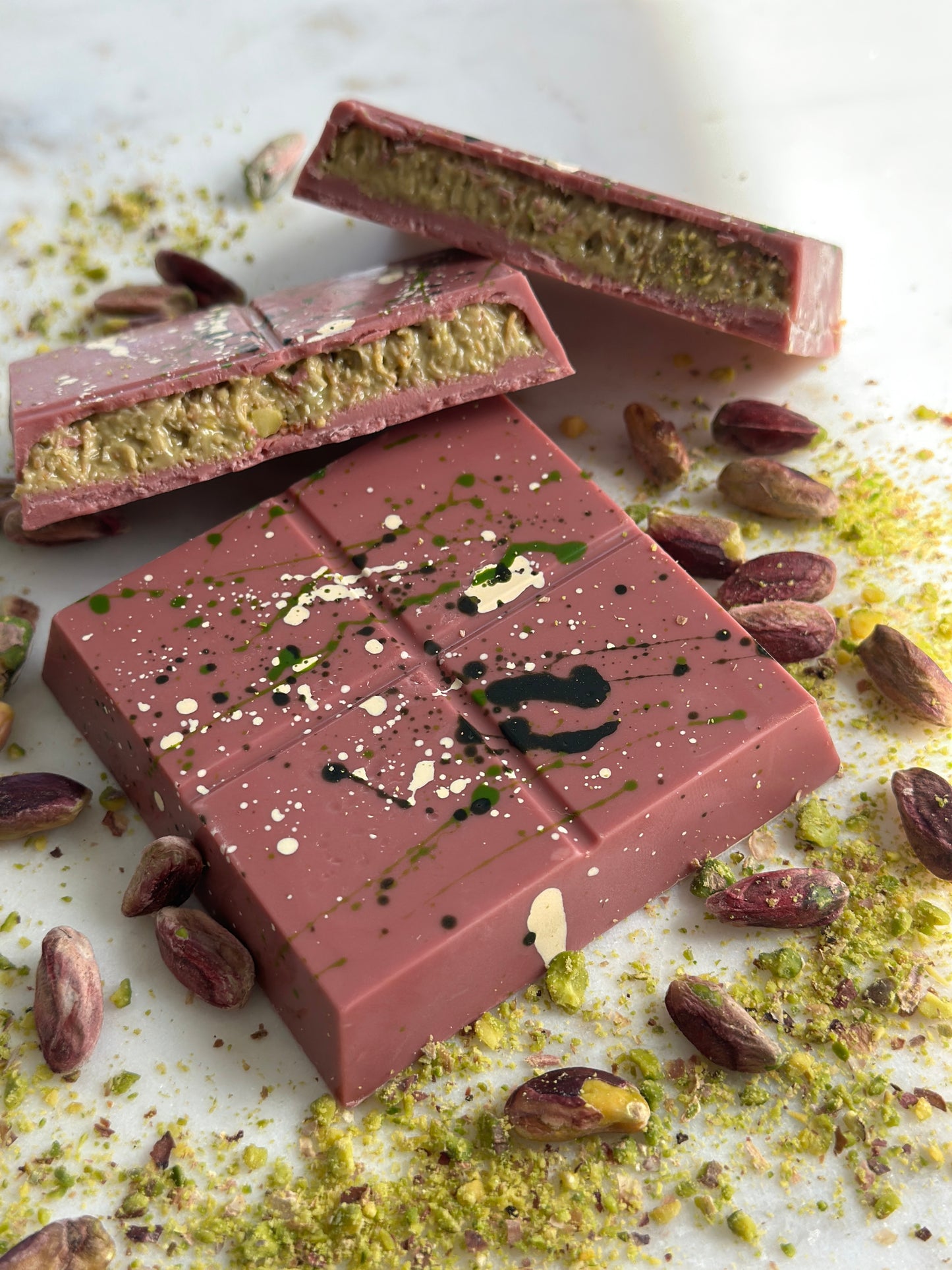 Dubai Collection Chocolate Squares – Milk, Dark, Ruby, White Pistachio Bars, Luxury Gourmet Handmade Chocolate