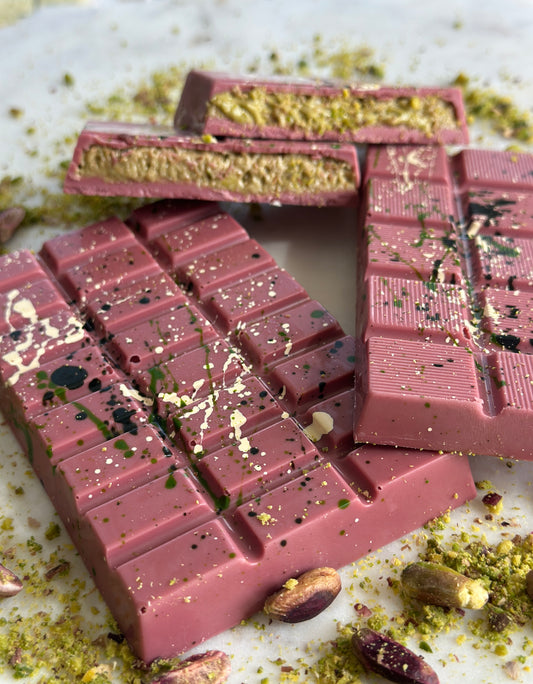 Ruby Dubai Pistachio Chocolate Bar, Luxury Gourmet Handmade Chocolate