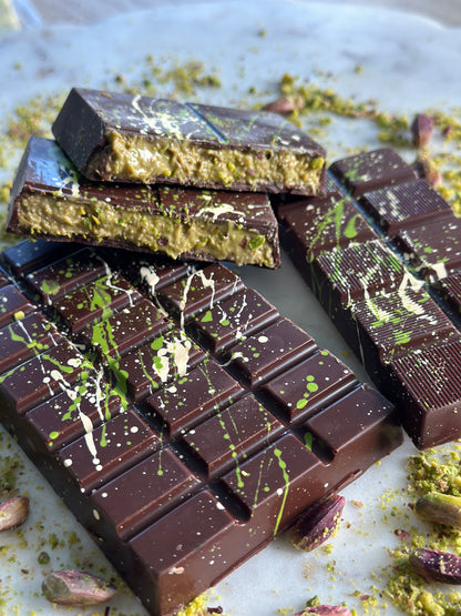 Milk Dubai Pistachio Chocolate Bar, Luxury Gourmet Handmade Chocolate